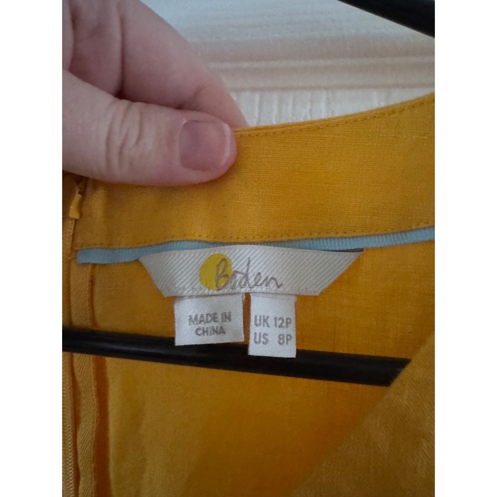 Boden Rae Yellow Linen Blend A-Line Midi Dress Size‎ 12P - Picture 4 of 10
